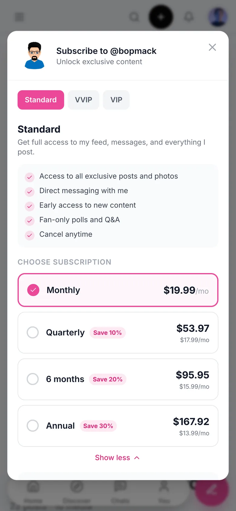 Multi-month subscription bundles with savings on a phone