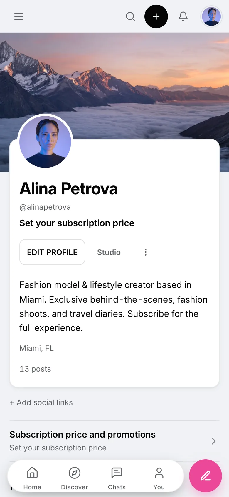 Patreon clone creator profile on a phone